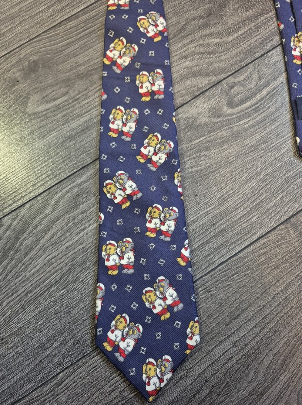 Vintage Old River Monte Carlo Silk Tie Made in France Novelty Polar Bear